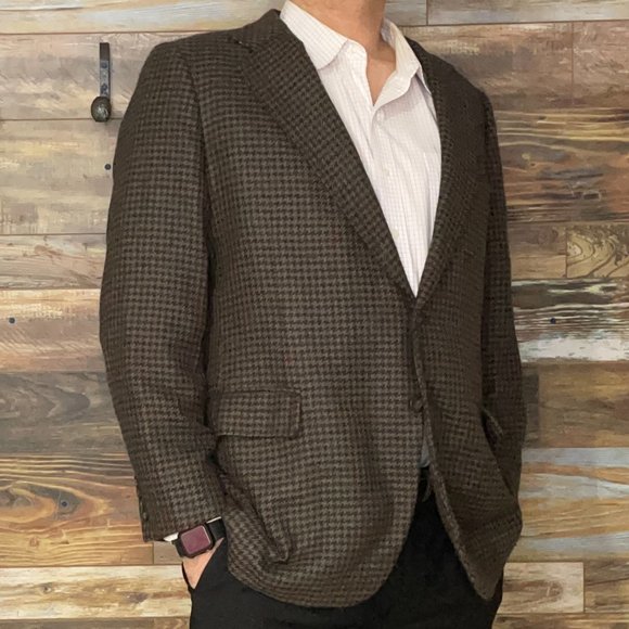 Vintage Tom James Wool Blend Multicolor Houndstooth Blazer...